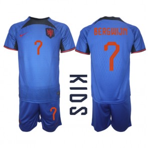 Holandia Steven Bergwijn #7 Koszulka Wyjazdowych Dziecięca MŚ 2022 Krótki Rękaw (+ Krótkie spodenki)